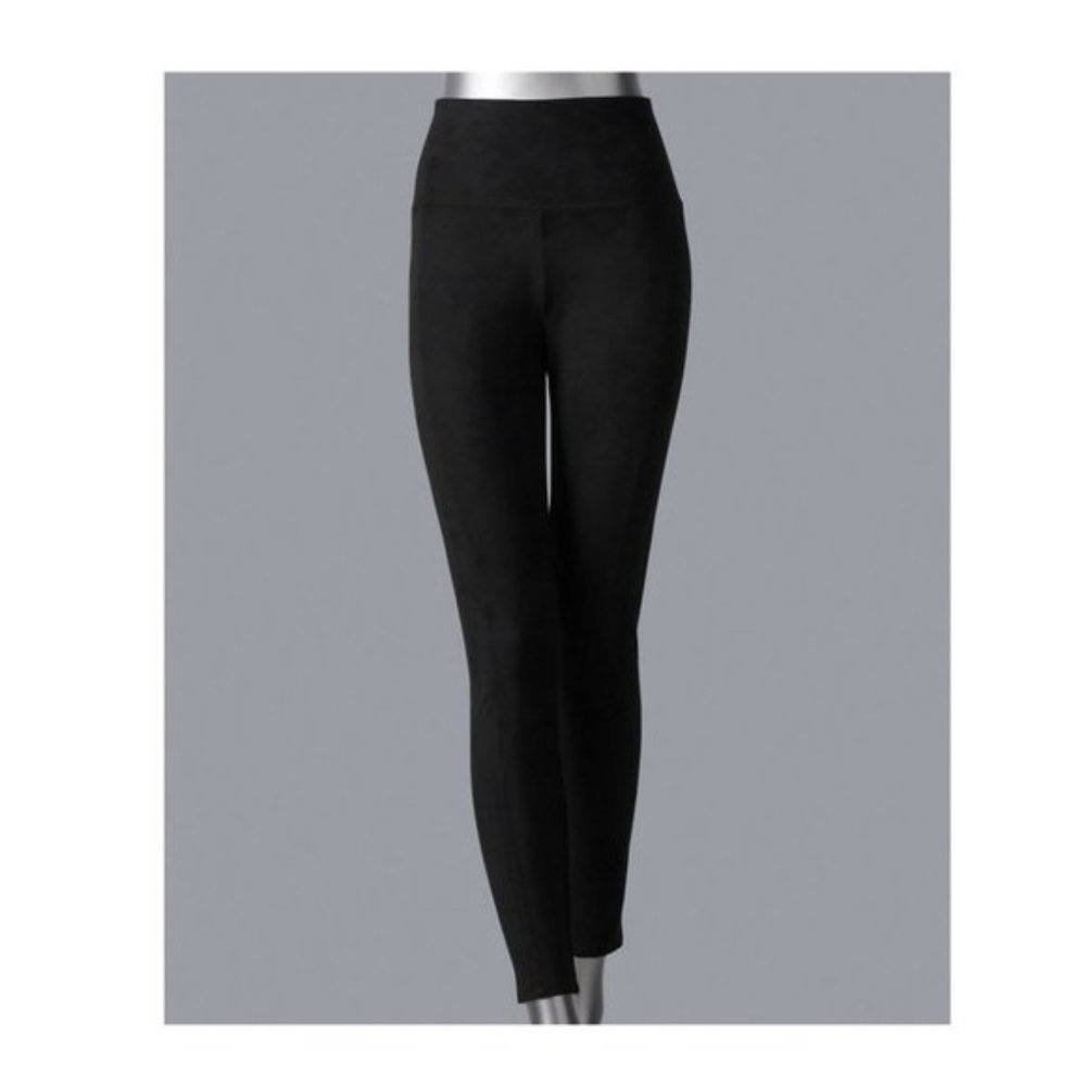 SOLD Simply Vera Wang Womens Black Faux Suede Leggings Sz M NWT - Picture 5 of 10